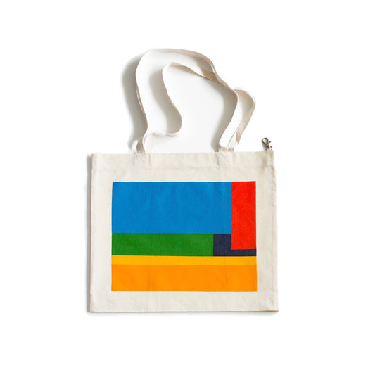 Bolso de tela, cómodo, versátil y atemporal. Estampación en serigrafía de la artista María Elisa Carmona. Unisex.