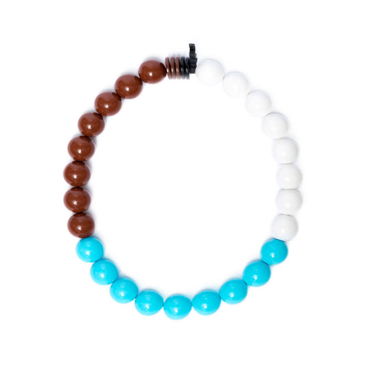 Choker elástico de cuentas multicolor, liviano, cómodo, versátil y atemporal. Diseño conceptual latinoamericano unisex.