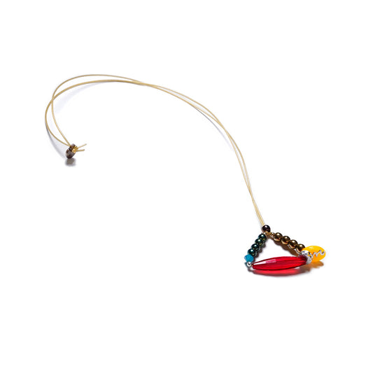 Collar elástico de cuentas multicolor, ajustable, liviano, cómodo, versátil y atemporal. Diseño conceptual latinoamericano. Escala micro.