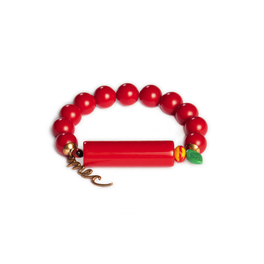Pulsera multicolor elástica, liviana, cómoda, versátil y atemporal. Diseño conceptual latinoamericano. Escala macro.