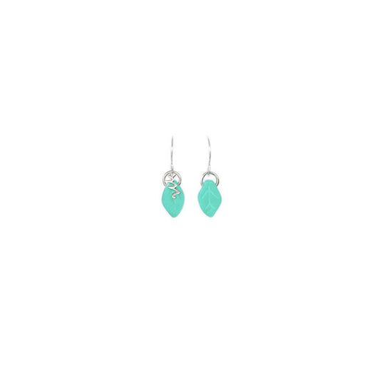 Zarcillos de hoja micro. Colgantes, cómodos, livianos y versátiles. Diseño conceptual latinoamericano para mujer. Color turquesa.