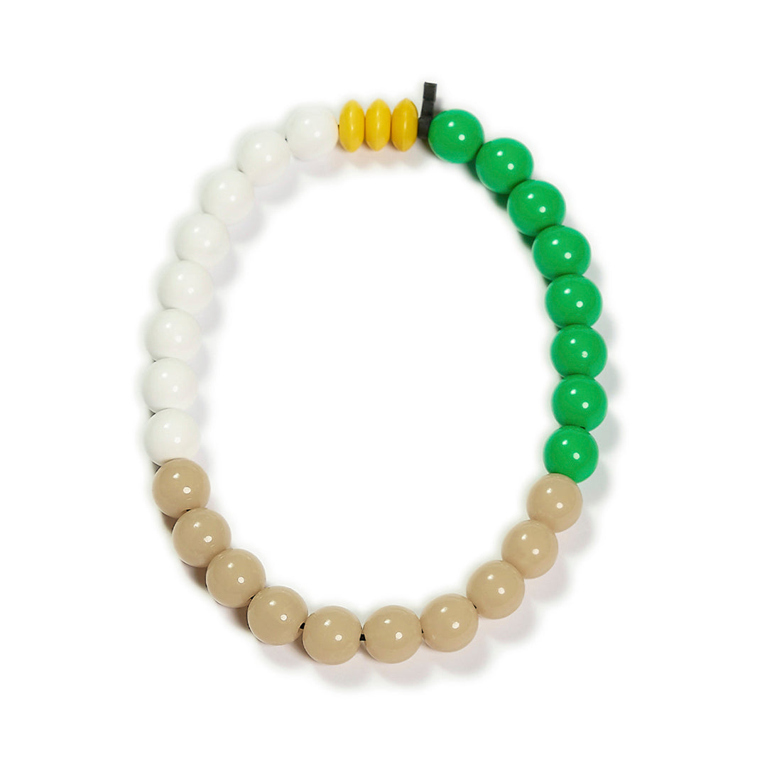 Choker elástico de cuentas multicolor, liviano, cómodo, versátil y atemporal. Diseño conceptual latinoamericano unisex. 