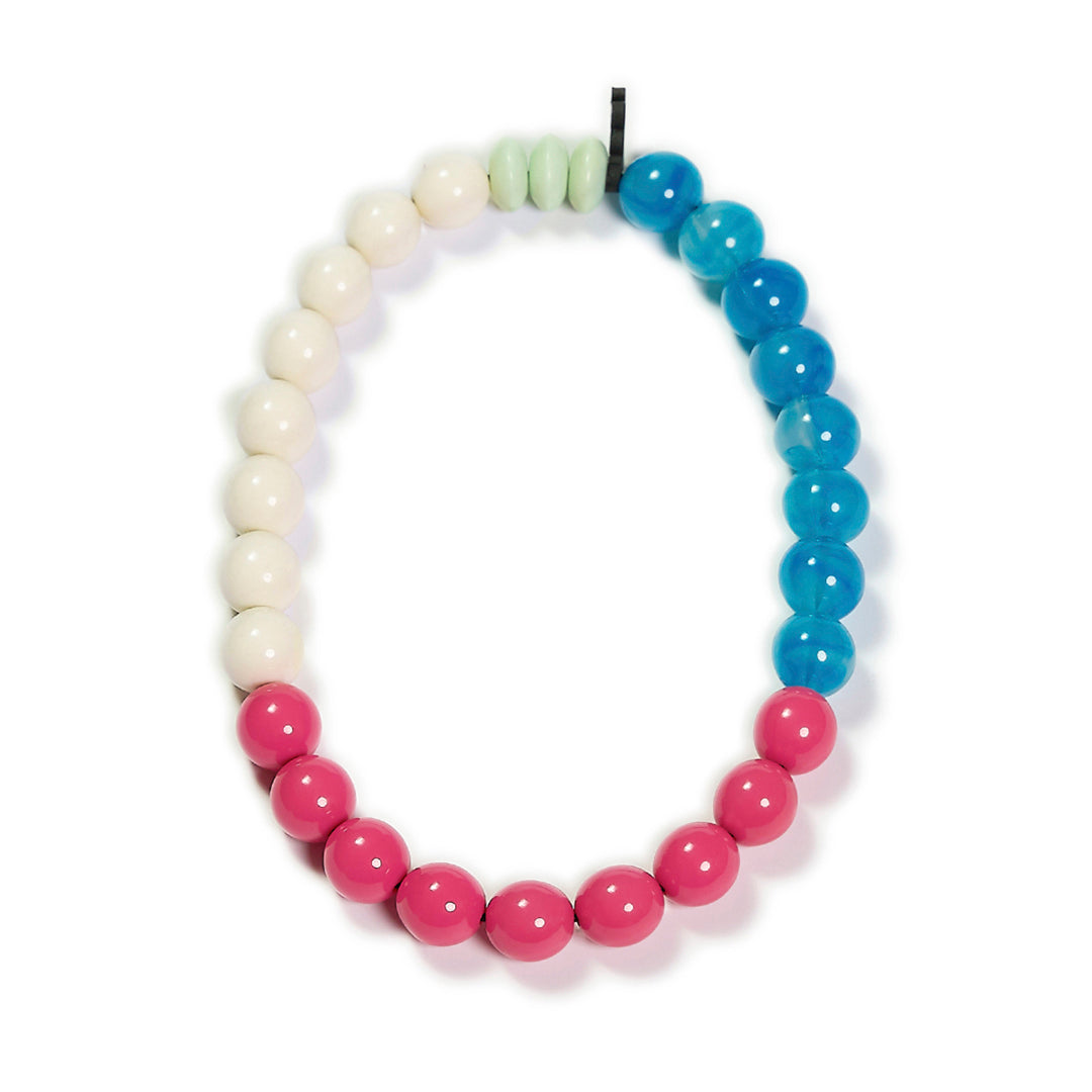 Choker elástico de cuentas multicolor, liviano, cómodo, versátil y atemporal. Diseño conceptual latinoamericano unisex. 