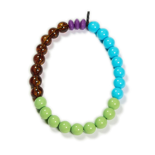 Choker elástico de cuentas multicolor, liviano, cómodo, versátil y atemporal. Diseño conceptual latinoamericano unisex. 